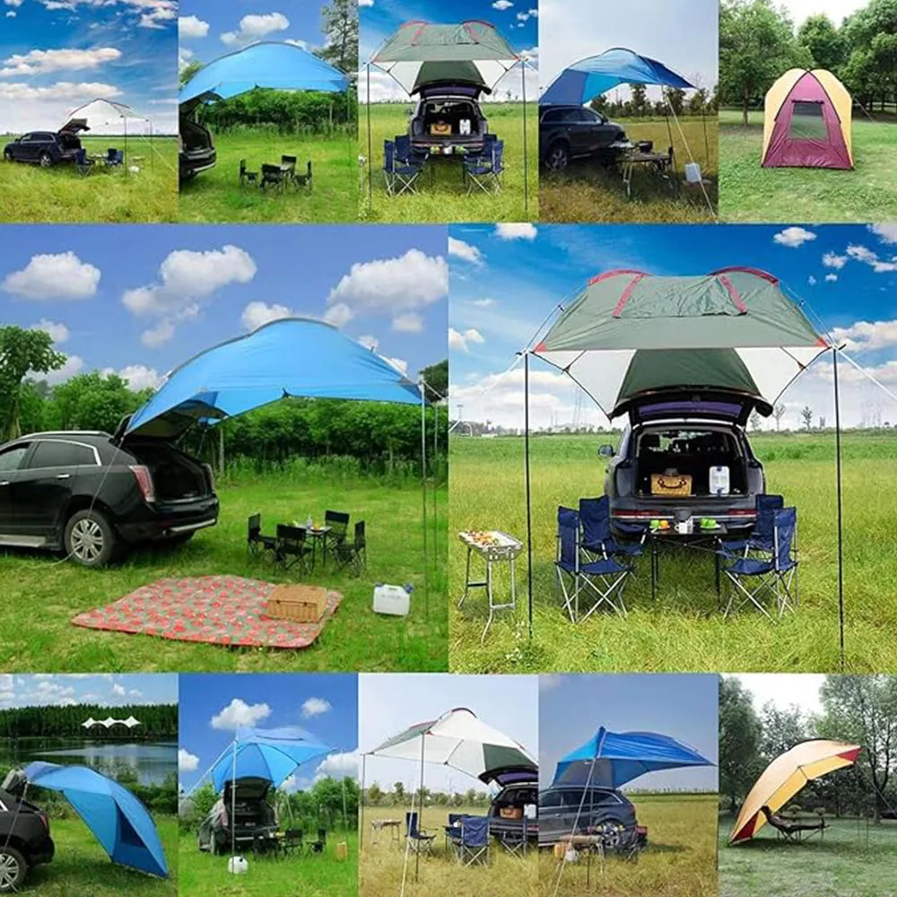 SDYITN Portable Waterproof Car Rear Tent Outside Camping Shelter Outdoor Car Tent Trailer Tent Roof Top for Beach