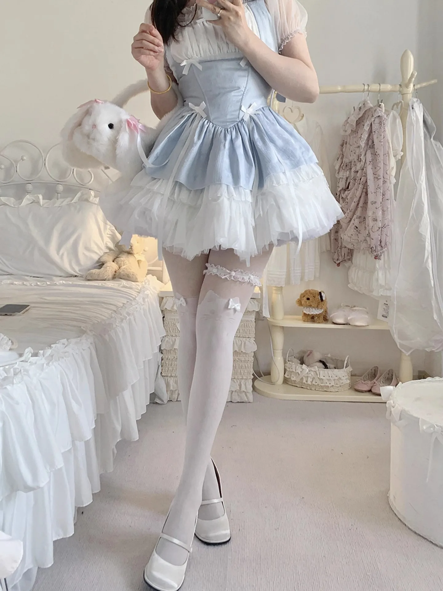 Japanse Schattig Meisje Kat Kousen Vrouwen Herfst & Lente Blote Been Magic JK Sokken Lolita Zomer Dunne Pseudo Tweedelige Panty