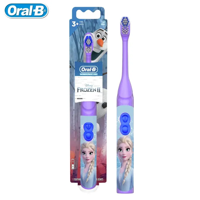 Oral-B 어린이 전동 칫솔 배터리, 디즈니 냉동 전원, 2 분 타이머, 부드러운 브러시, 3 세 이상 어린이 및 유아용 