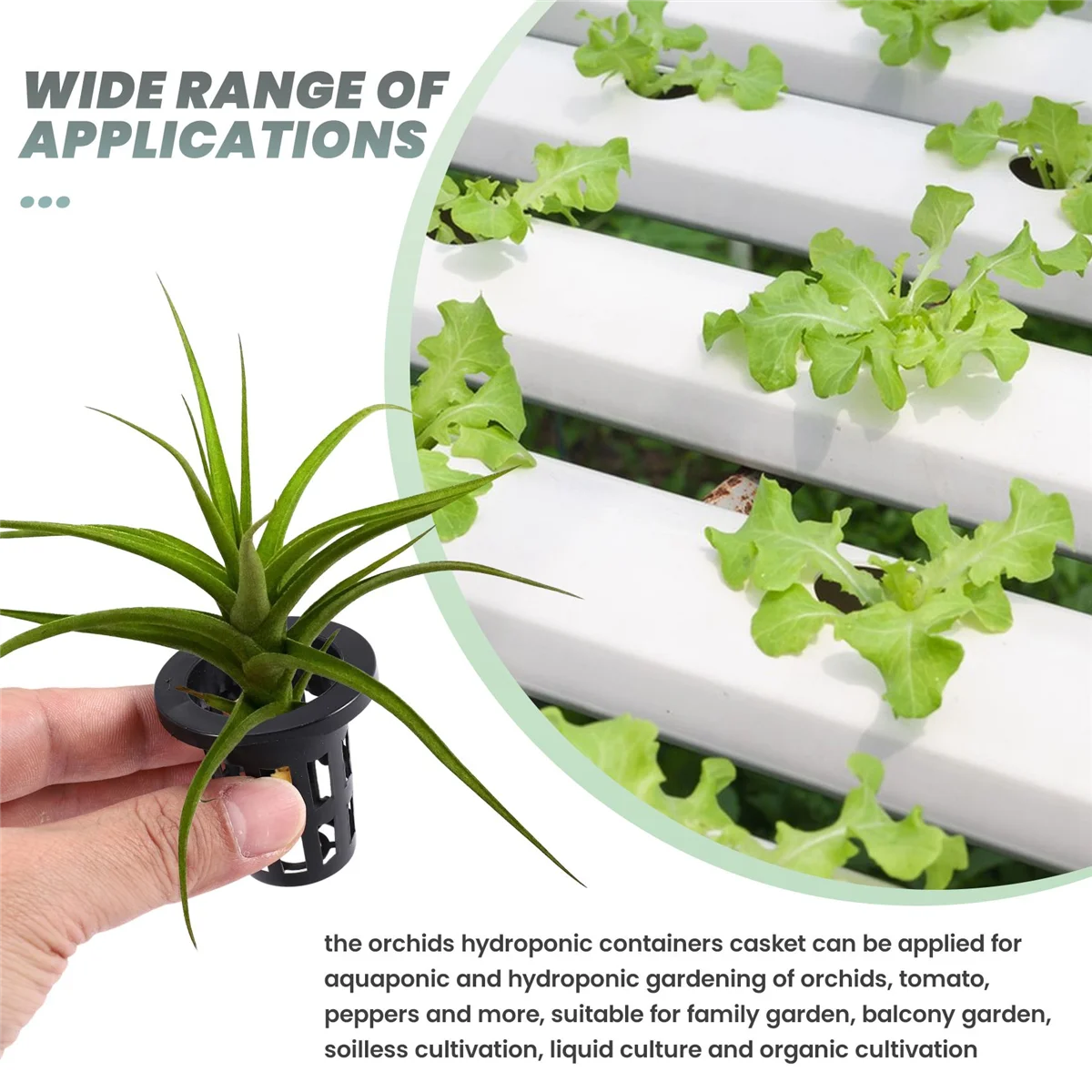 N89R 100-pak 1,77-calowe kubki siatkowe Szczelinowa siatka Szeroki filtr wargowy Kosz na doniczki do hydroponiki Akwaponiki Orchidee