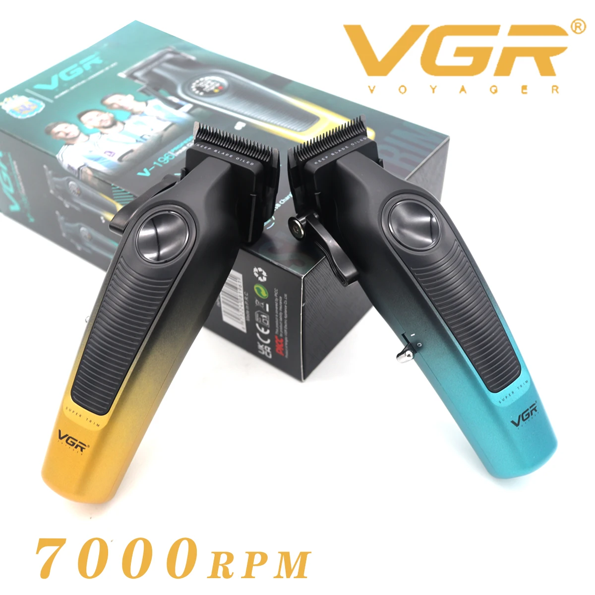 

VGR Hair Clipper for Men V196 DLC Blade 7000RPM LED Display Finishing Machine V196 Professional Hair Cutting Machine