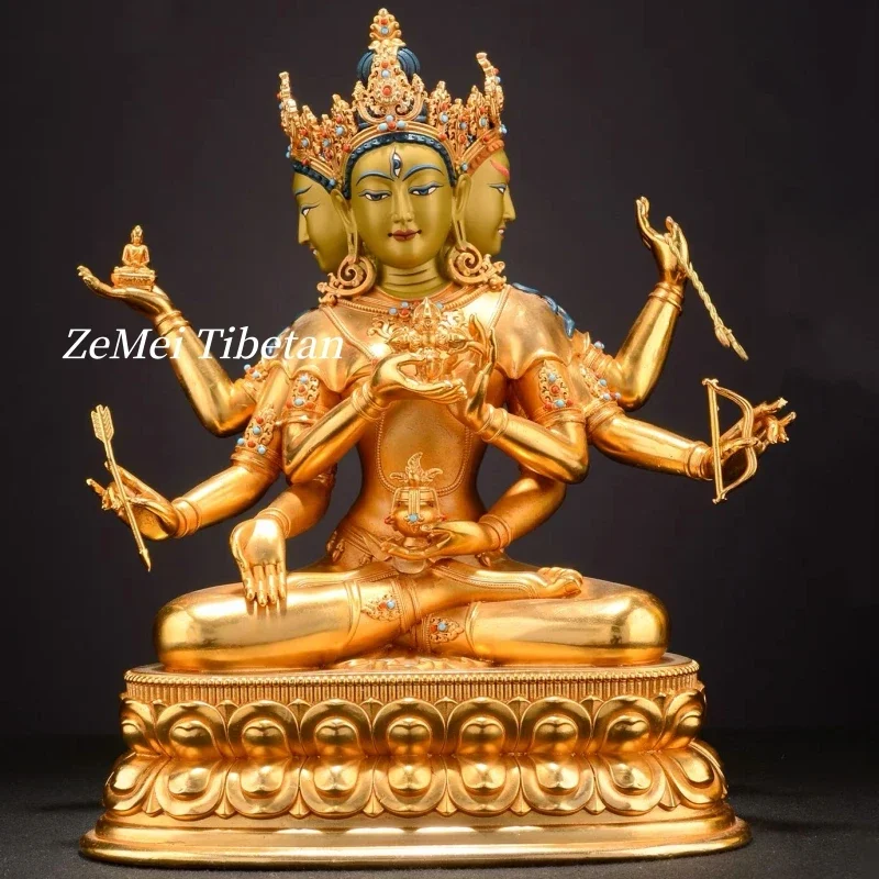 Picture 3: Tibetan-Style Pure Copper The Exalted Buddha-Mother Bodhisattva Guanyin Nepal Statue Buddha Statue Hand-ChiseledX15