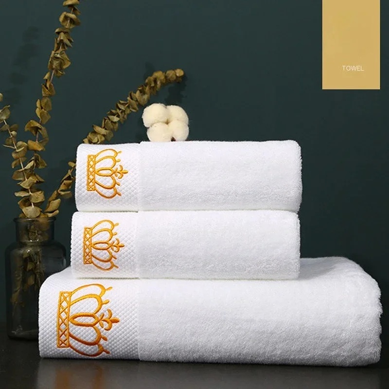 Embroidered Crown White bath towel 5stars Hotel Towels 100% Quality Towel Washcloths towels bathroom Ladies face wash soft towel