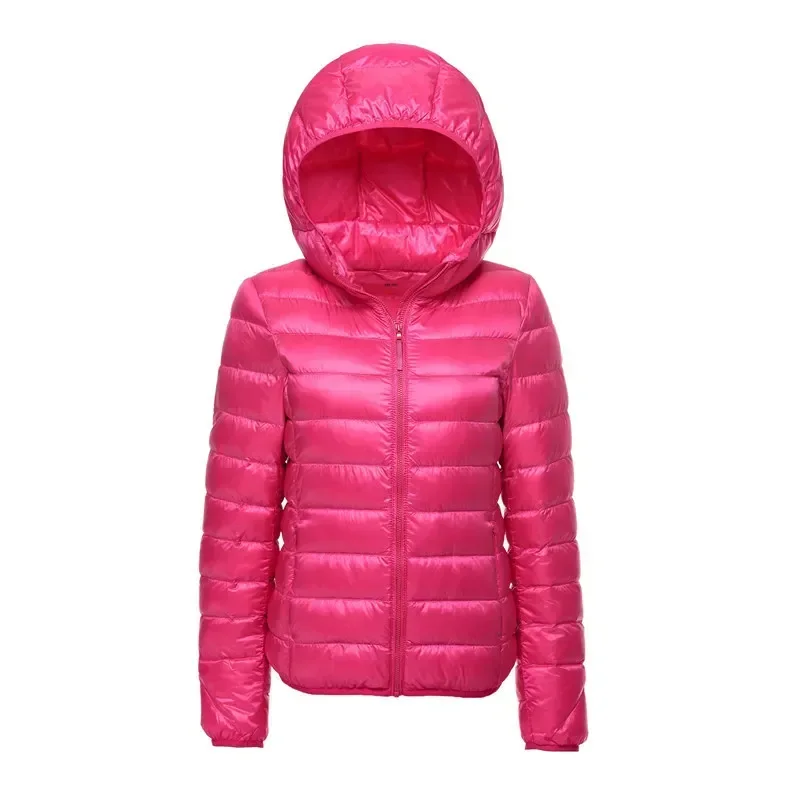 Women Hooded Short Puffer Jackets  90% White Duck Down Autumn Winter Ultra Lightweight Keep Warm Coats