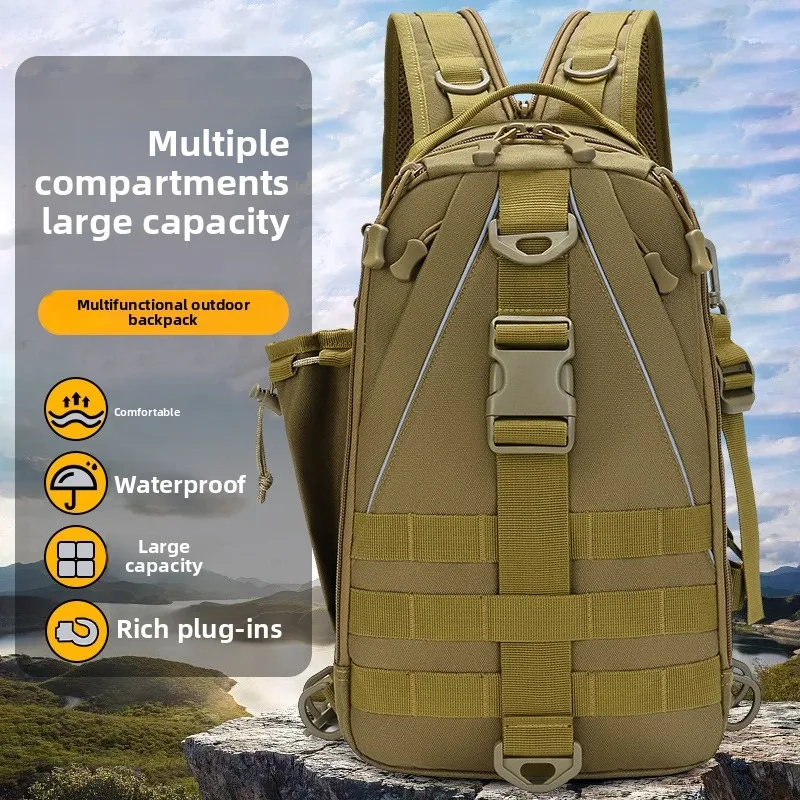 

Рюкзак для рыбалки двойного назначения — камуфляжная тактическая сумка-слинг с держателем для удочки, трансформируемая сумка через плечо для приманки и походного снаряжения