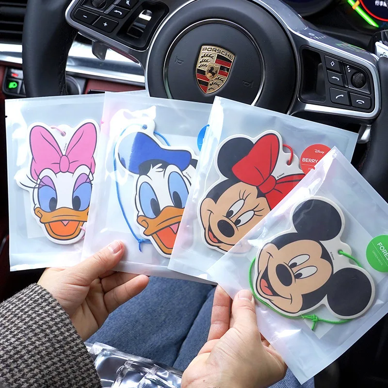 Disney Car Air Freshener Keychain Mickey Minnie Donald Duck Car Odor Eliminator with Long-Lasting Fragrance Decorative Accessory