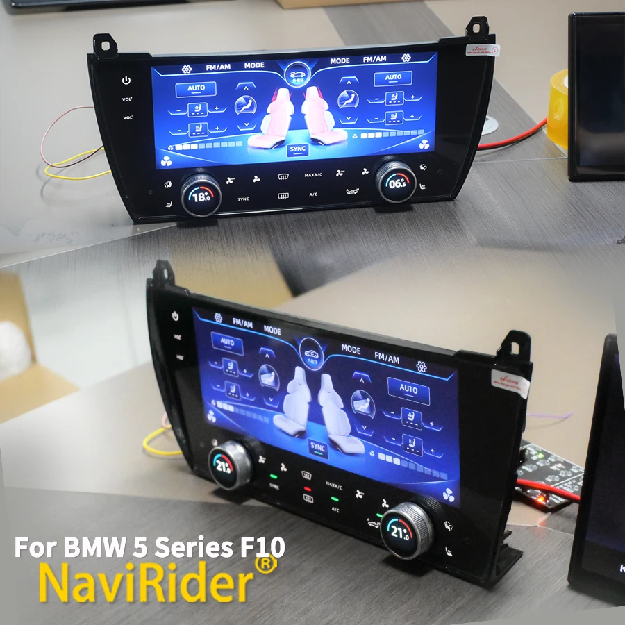 NAVIRIDER Air Conditioning Screen For BMW 5 Series F10 F11 F18 2011-2017 LCD Voice AC Panel Display Control Touch