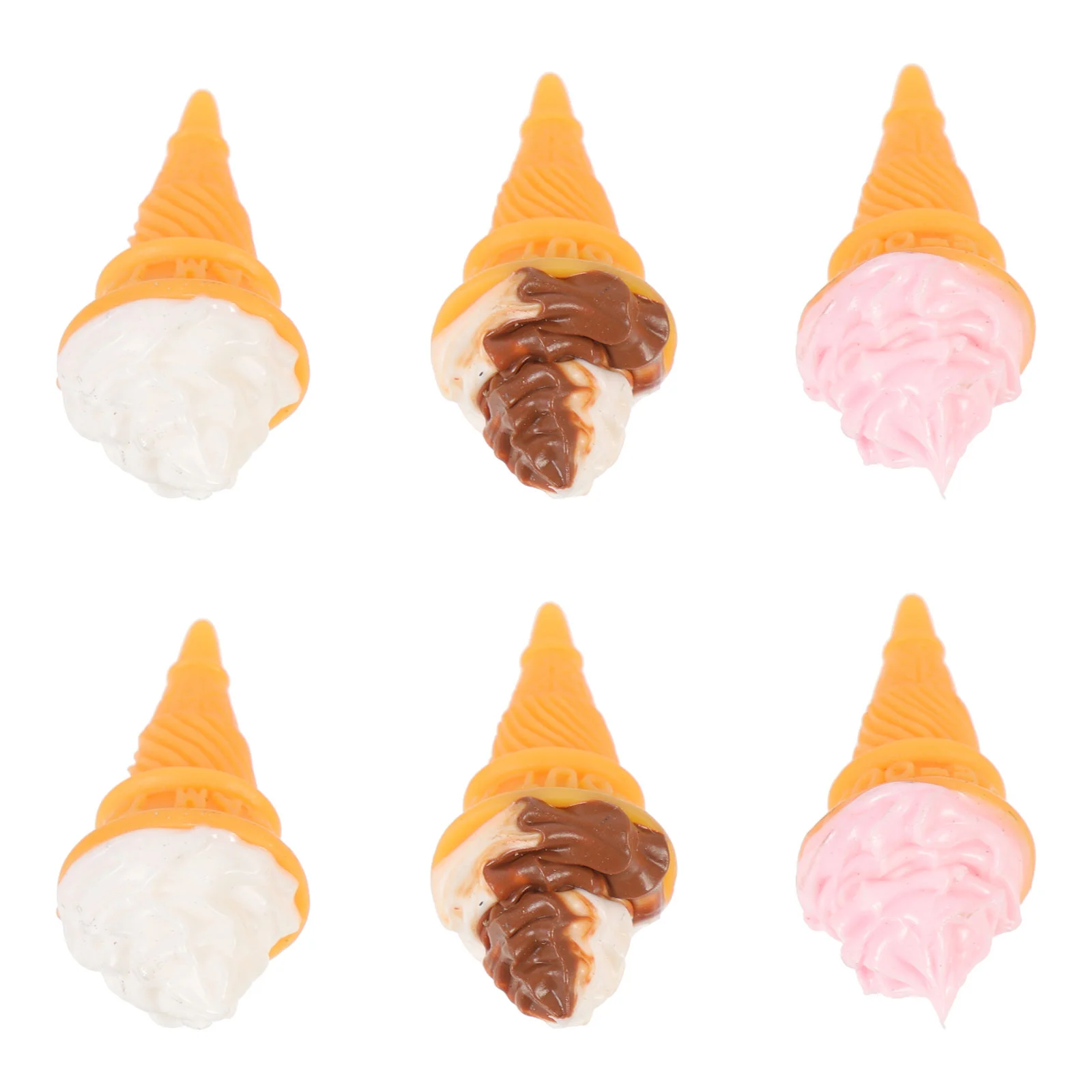 6 Pcs Resin Ice Cream Cone Models Cute Mini House Decor Kids Accessories Ice Cream Wear Resistant