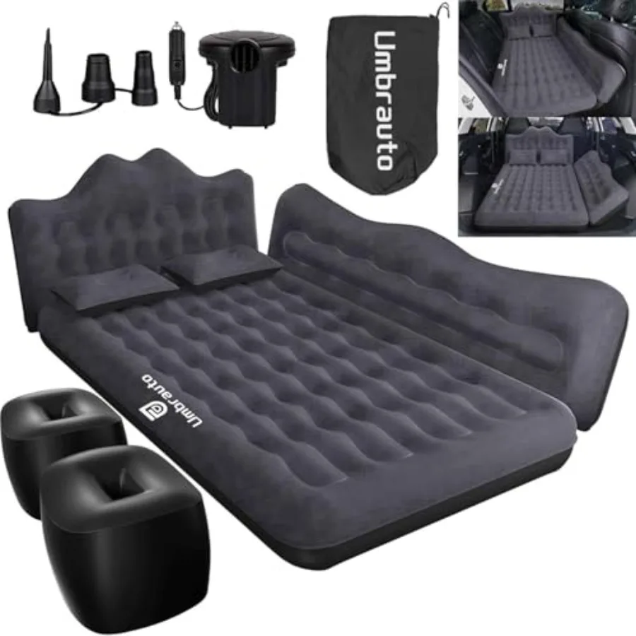 Inflatable Car Mattress Bed: SUV Camping Air Bed for Truck Backseat with Pump and Pillows, Car Sleeping Airbed for Van Back Sea