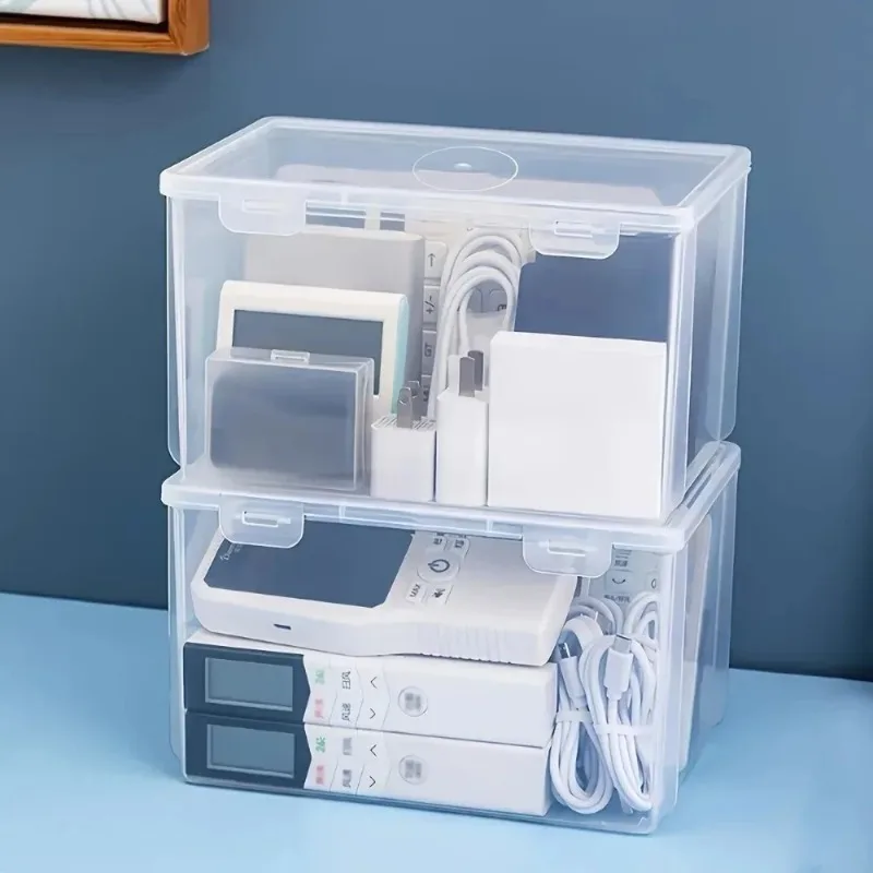Large Clear Plastic Storage Box - Stackable for Office Supplies, Ideal for Home/School/Office, Rectangular, Visible Design