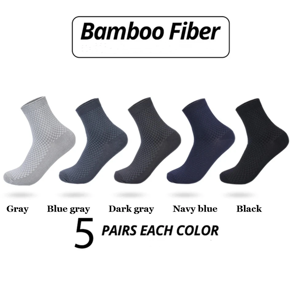 Chaussettes classiques en fibre de bambou pour hommes, bas de bureau d\'affaires, respirants, pieds dépistolet ants, chaussettes provoqué pour