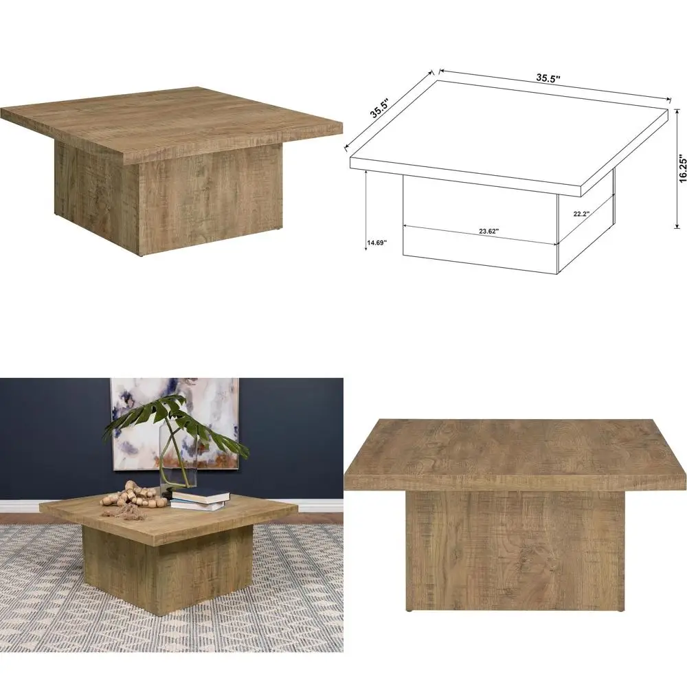 

Eco-Friendly Engineered Wood Zetta Square Coffee Table with Rustic Mango Brown Finish for Living Room