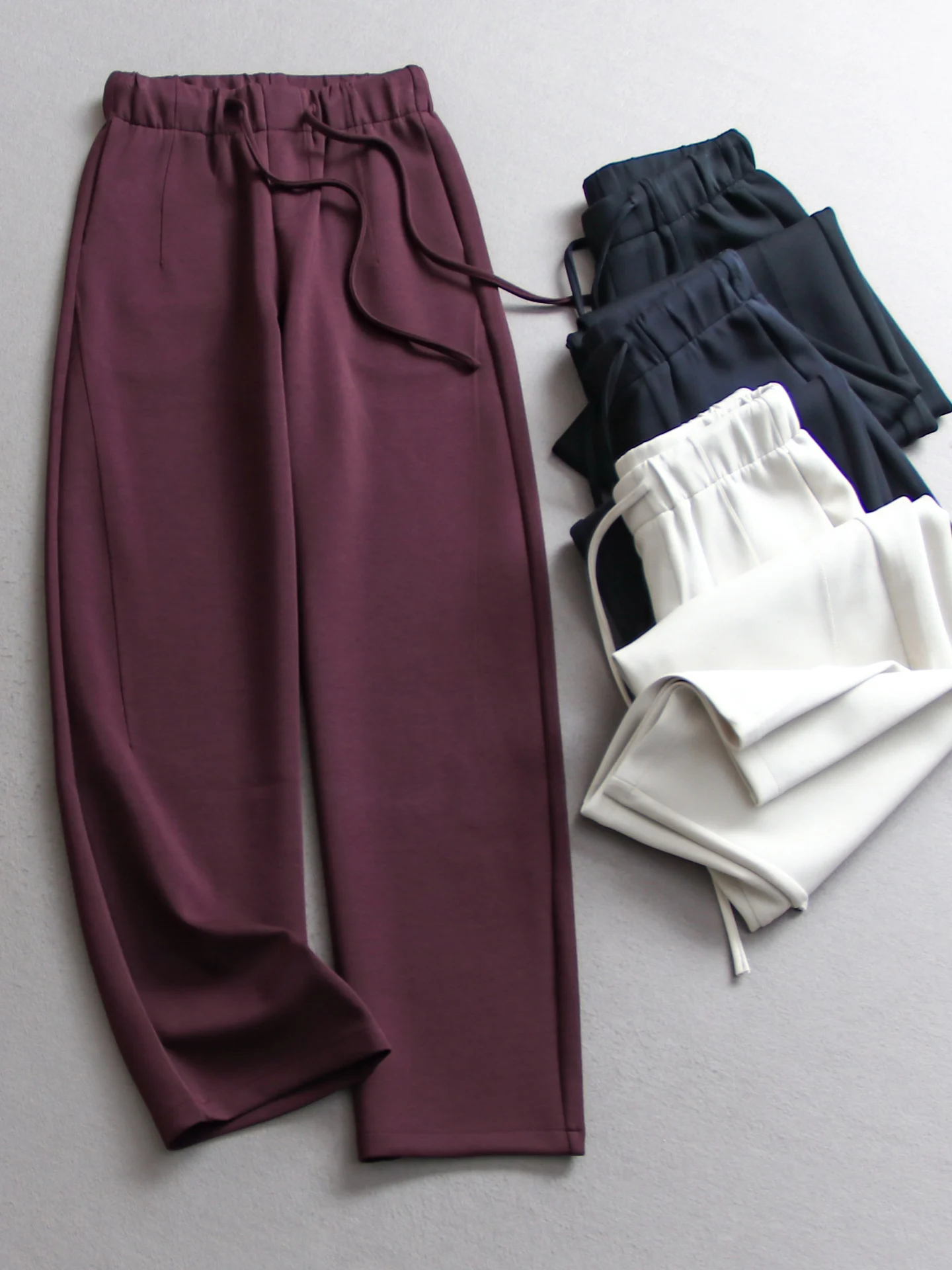 Silky Smooth Hang Sensation Belt High Waist Wide Leg Bend Knife Pants All Match Women's Long Pants Casual Pants V526