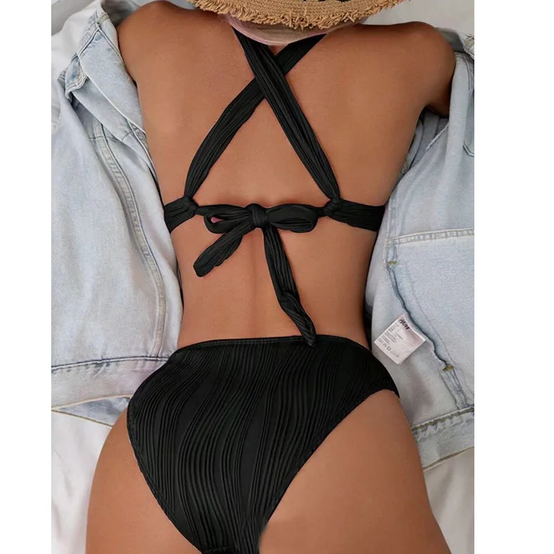 

New Special Fabric Bikini Women's Swimsuit Casual Surf Suit e Sexy Separate Crossbody Swimwear with Chest Pad No Steel...