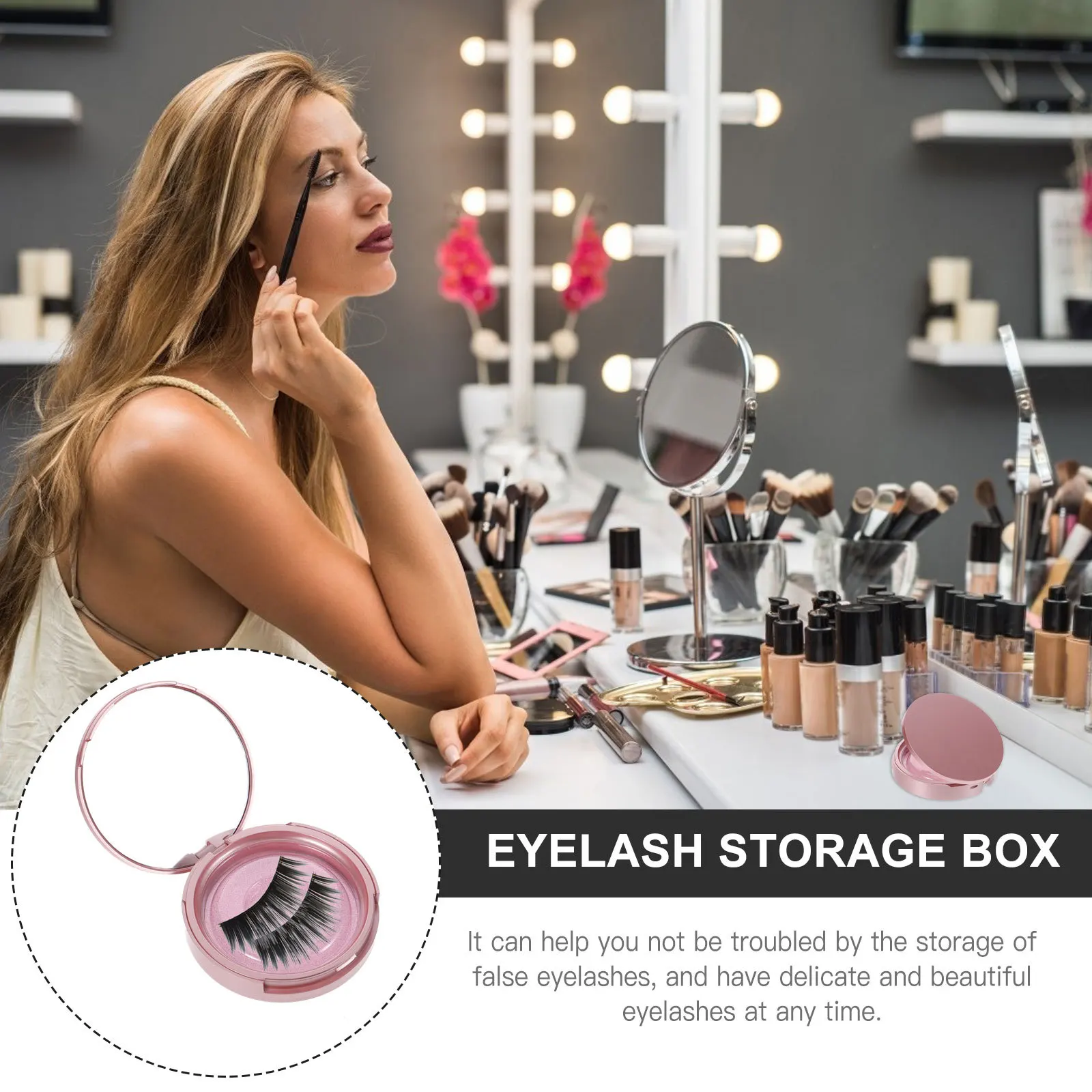 6Sets False Eyelash Storage Case Smooth Closing Lid Eyelash Box Set Portable Size for Travel Daily Makeup Routine Empty Lash