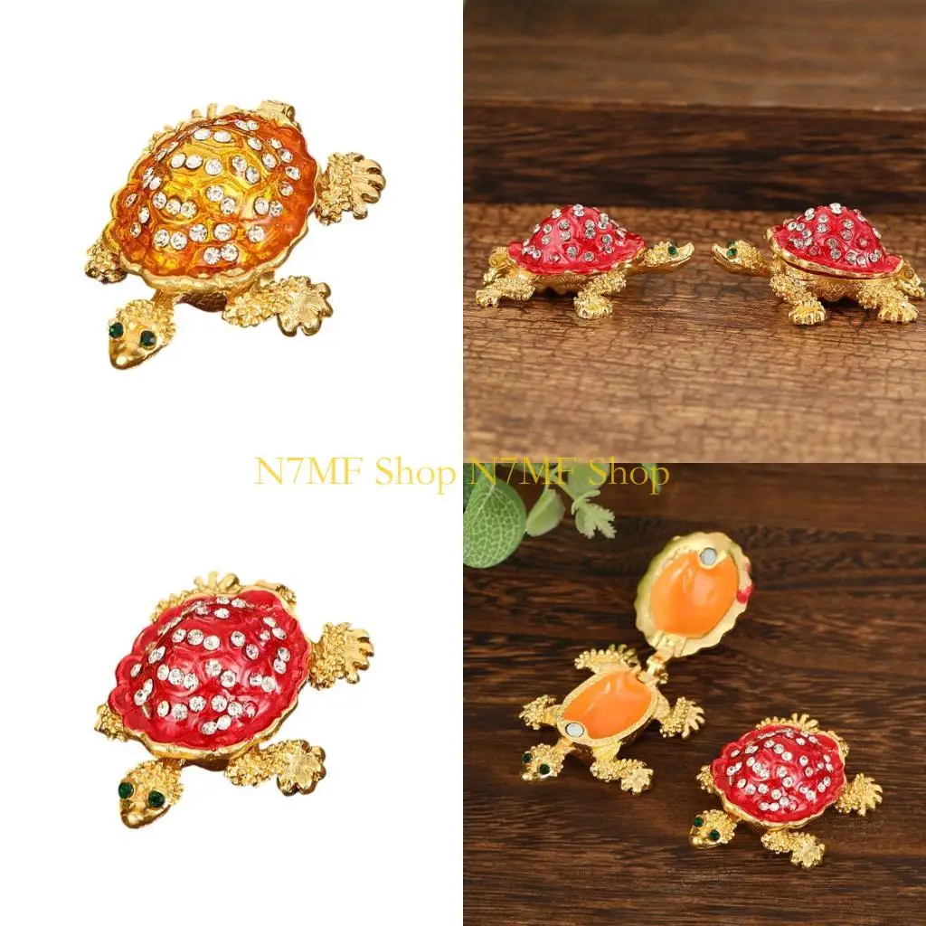 N7MF Metal Turtles Jewelry Organizers for Earrings Necklaces Storage Case