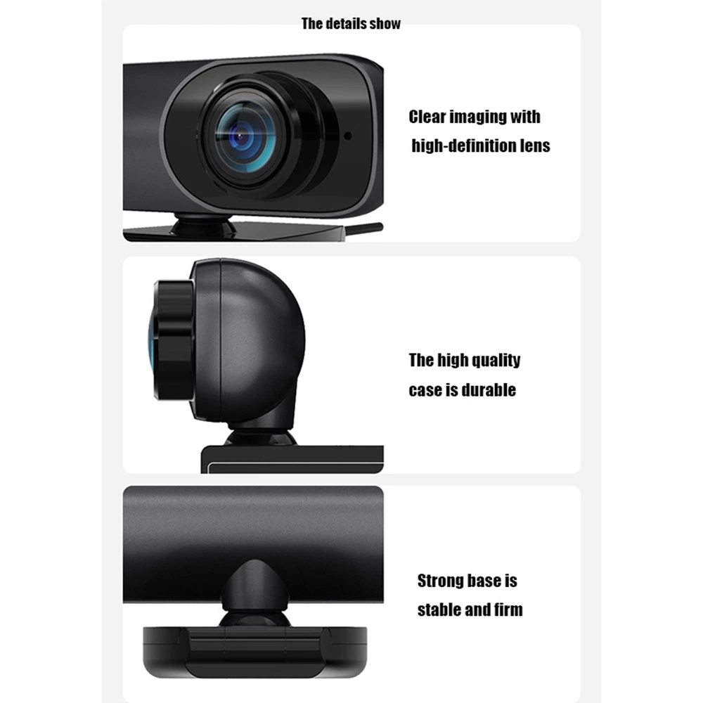 كاميرا ويب RIRI 4K Uhd 3840X2160P كاميرا ويب 800 وات بكسل كاميرا كمبيوتر 120 °   كاميرا ويب Groothoek مع ميكروفون