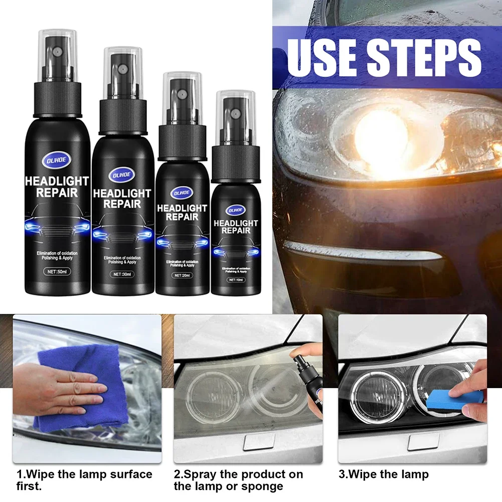 1Pcs Car Headlight Polishing Agent Scratch Remover 10ml/20ml/30ml/50ml Repair Fluid Headlight Polish Restoration Tool Kit