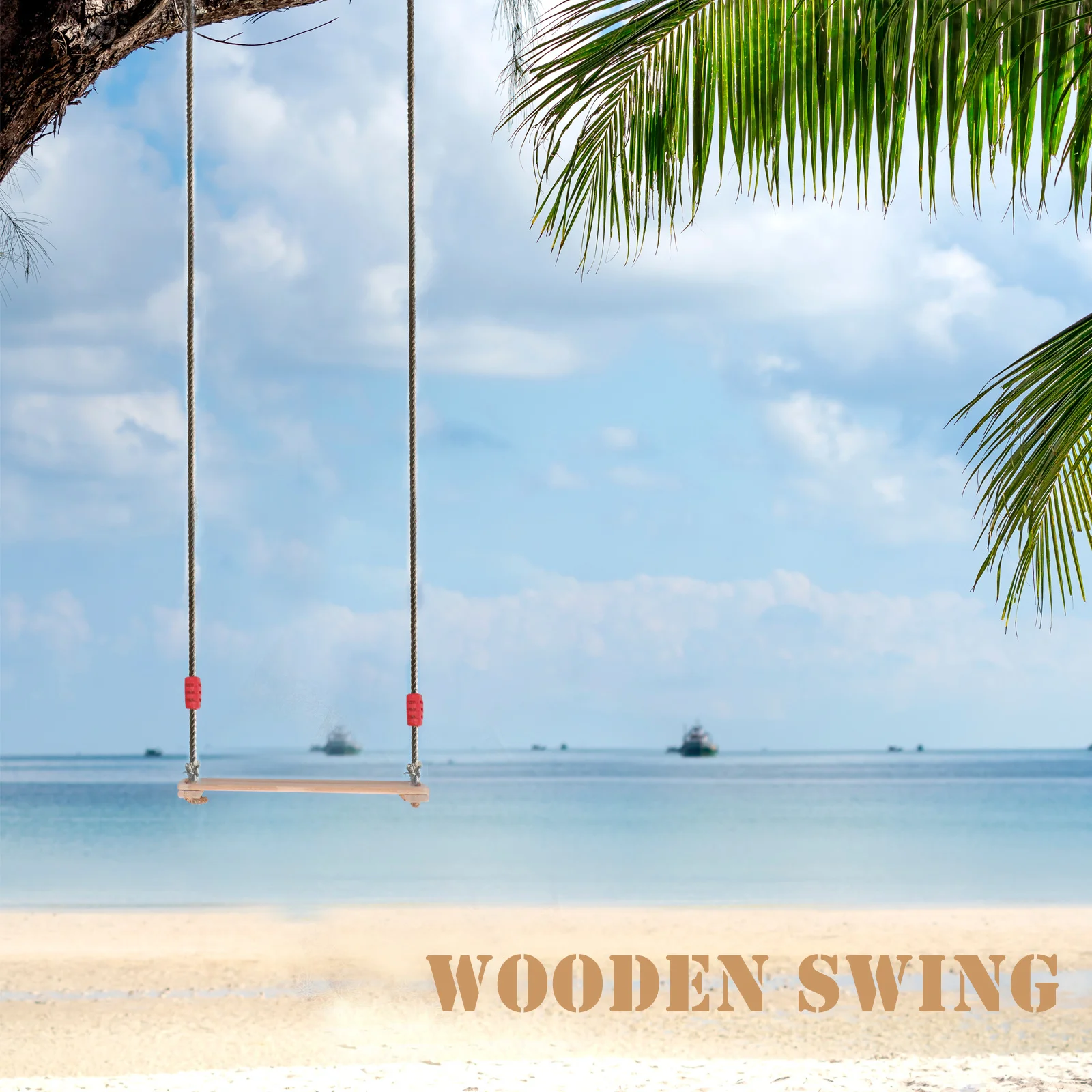 1pc Wooden Swing Outdoor Four-Board Children For Backyard Garden Durable Wooden Plaything Family Entertainment