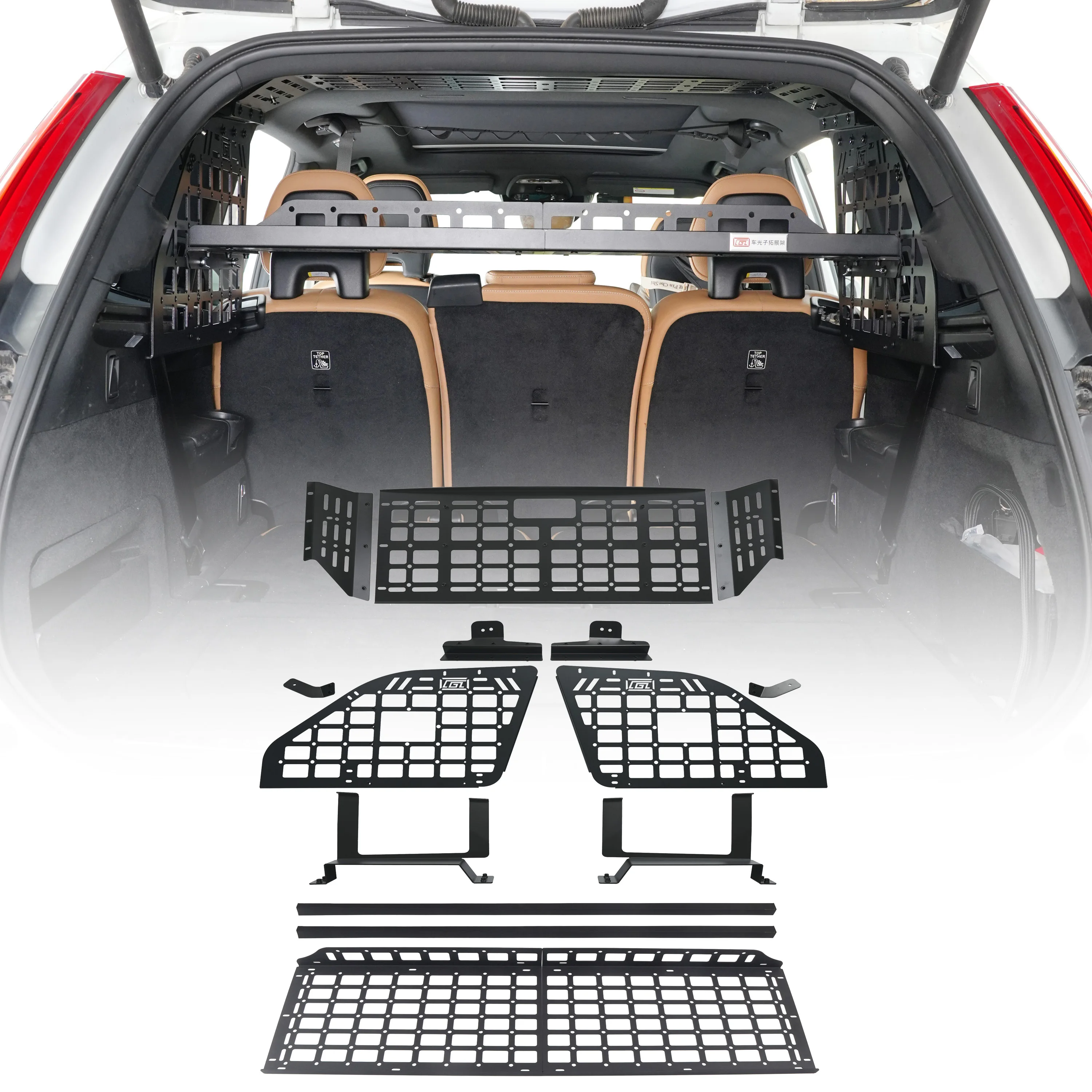 

For Volvo XC90 2015-2026 Modular Storage Roof Shelf Side Window Modification Rear Trunk Debris Rack Cargo Molle Panel Organizer