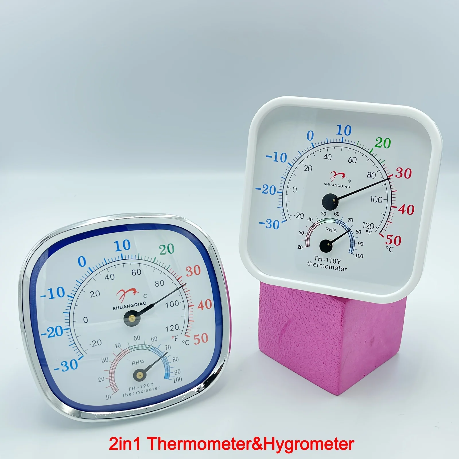 

1 шт., цифровой термометр 2-в-1, гигрометр, неэлектрический, многоцветный циферблат, индекс комфорта, по Фаренгейту, Цельсия, сухая и влажная температура