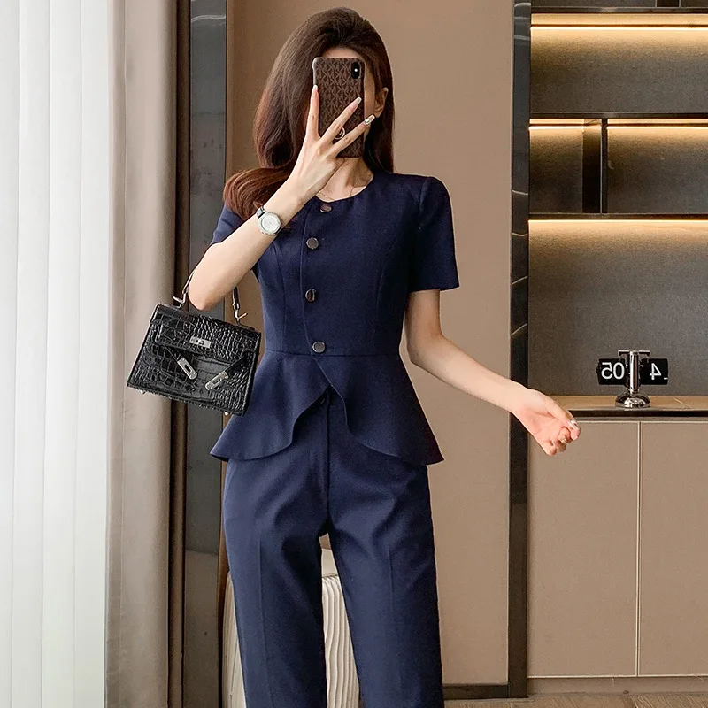 Business Suit Suit Suit Women's Summer Thin Hotel Front Desk Uniform Jewelry Shop Beautician Work Clothes Work Clothes