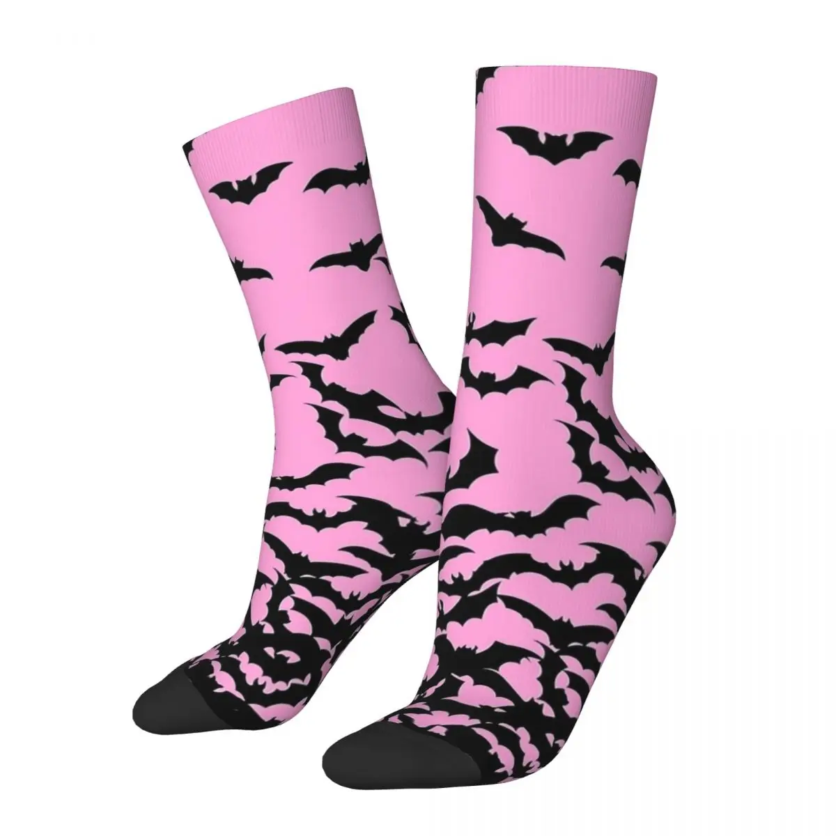 Pink Bat Halloween Goth Socks Men Women Polyester Funny Happy Socks Novelty Spring Summer Autumn Winter Socks Gifts