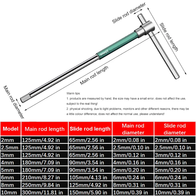 2-10mm T-type Hex Torque Wrench Hexagon Screwdriver High Speed Rotating Nut Key Bike Automotive Mechanical Workshop Hand Tools