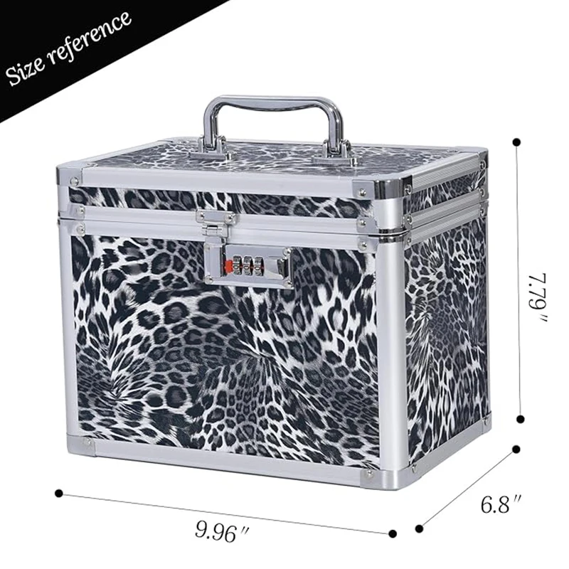 Leopard Cosmetic Case Jewelry Box Makeup Bag Aluminum Alloy Organizer Professional Makeup Kit Case Pedicure Tool Box with Handle