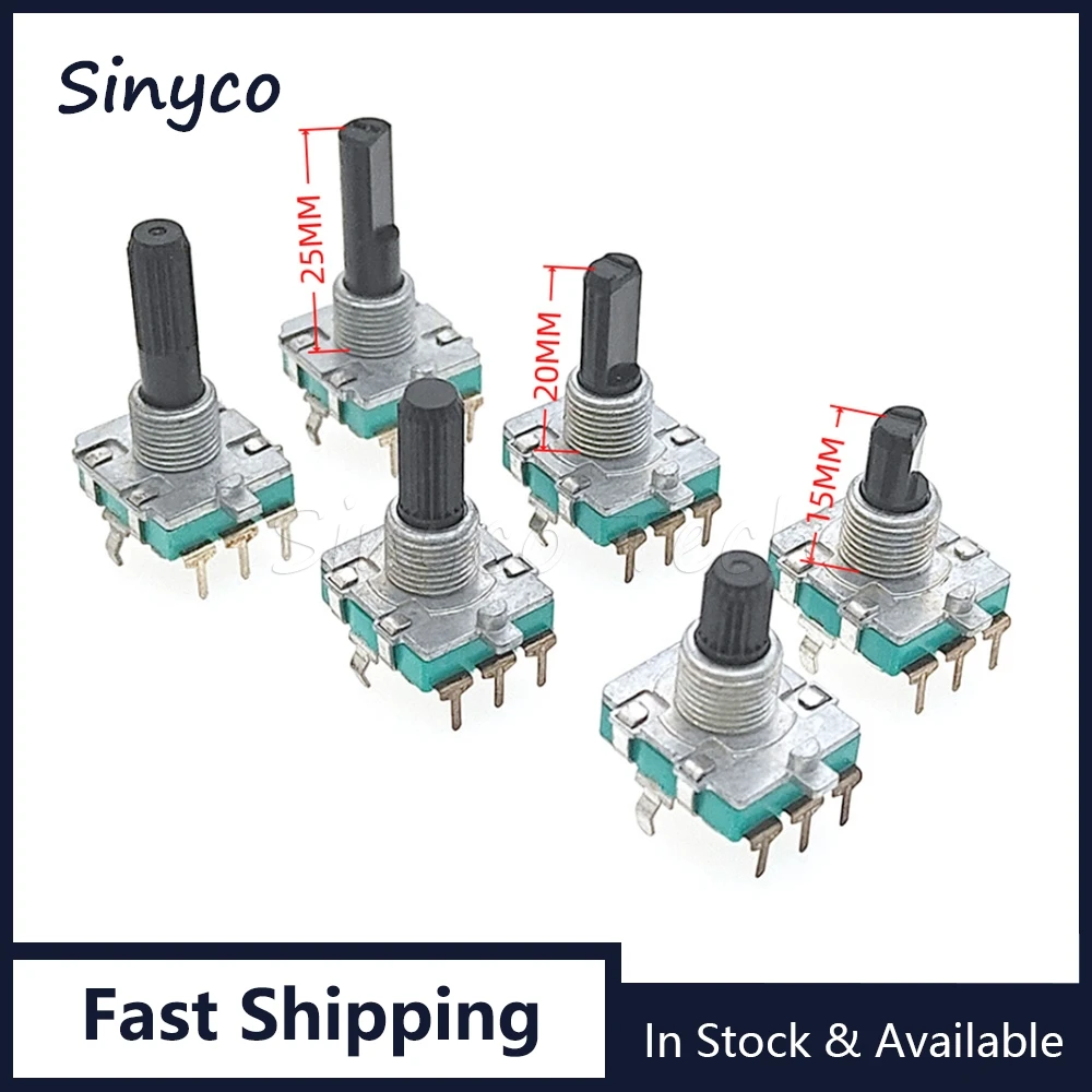 3PCS EC16 Type Volume Rotary Encoder 24 Position Pulse 360 Degree Rotating Digital Potentiometer 3Pins Handle 15mm 20mm 25mm