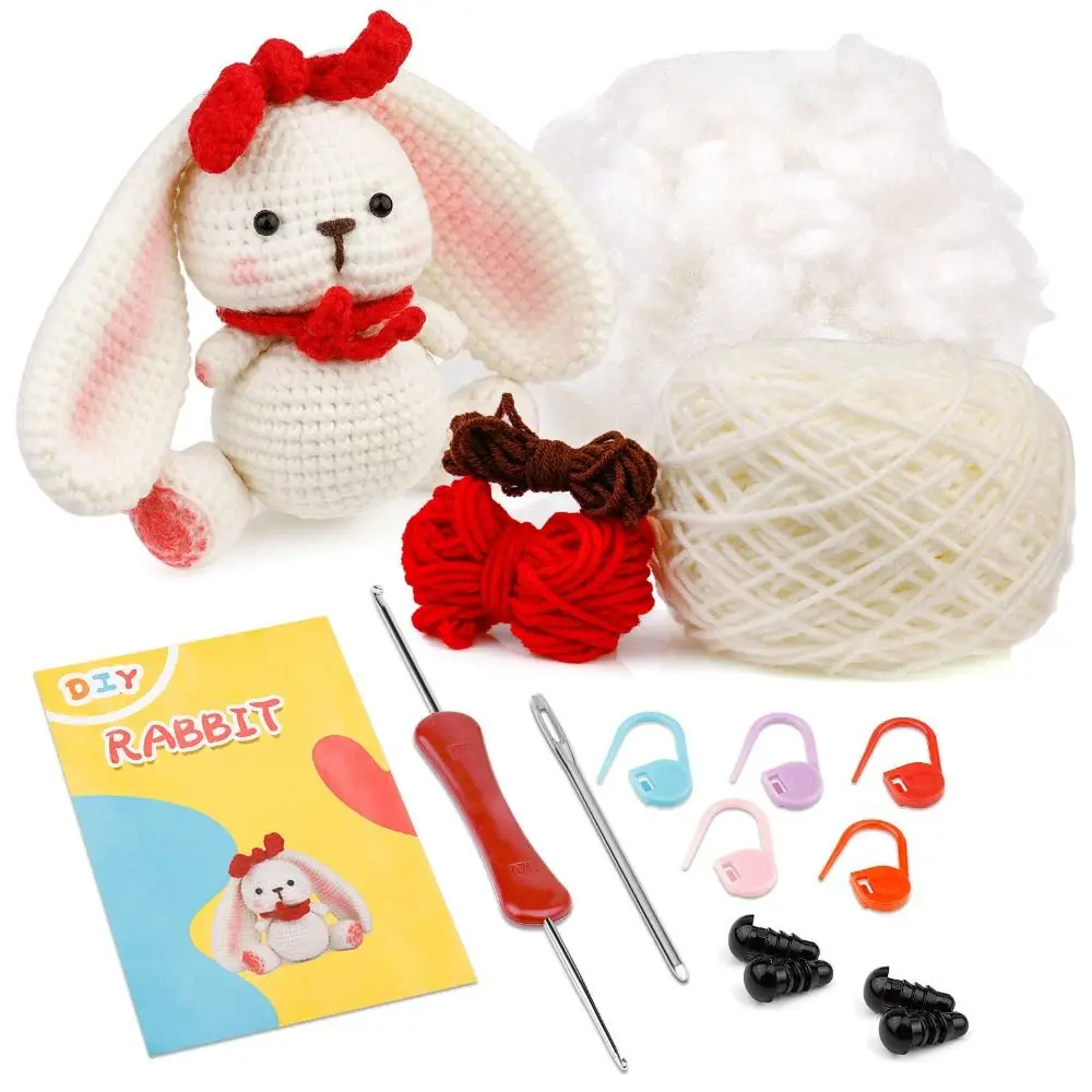 Dierengehaakte Knuffels Kit Met Video Tutorial Handgemaakte Diy Haak Kit Schattige Cartoon Garen Haak Accessoires Voor Beginners