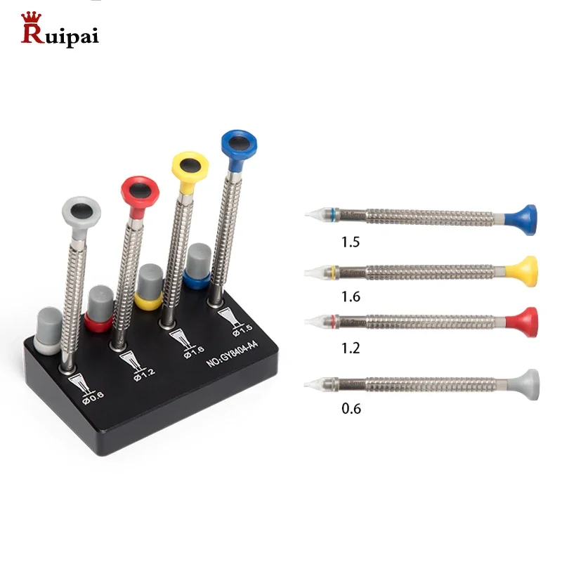 Set of 4 Watch Hand Install Setting Tools Dual Sided with Replaceable Tips Pusher Fitting Set Kit