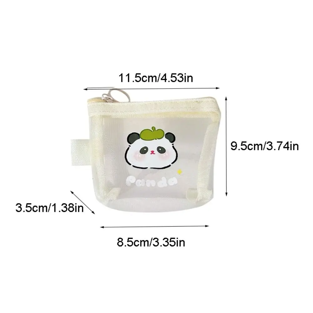 Cartoon Clear Mesh Bag Change Storage Bag Small Item Bag Mesh Coin Purse Lipstick Cosmetic Bag Sanitary Napkin Storage Bag