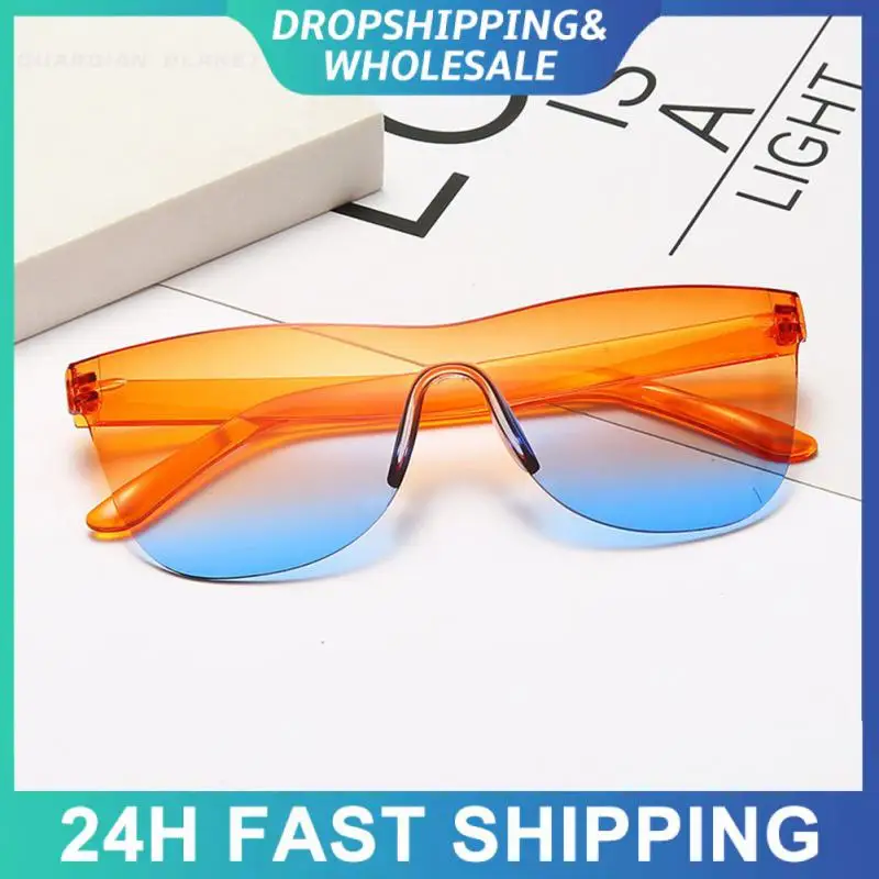 One-piece Cat Eye Sunglasses Women Men Gradient Lens Retro Mirror Rimless Sun Glasses Vintage Travel Eyewear Outdoor Fishing