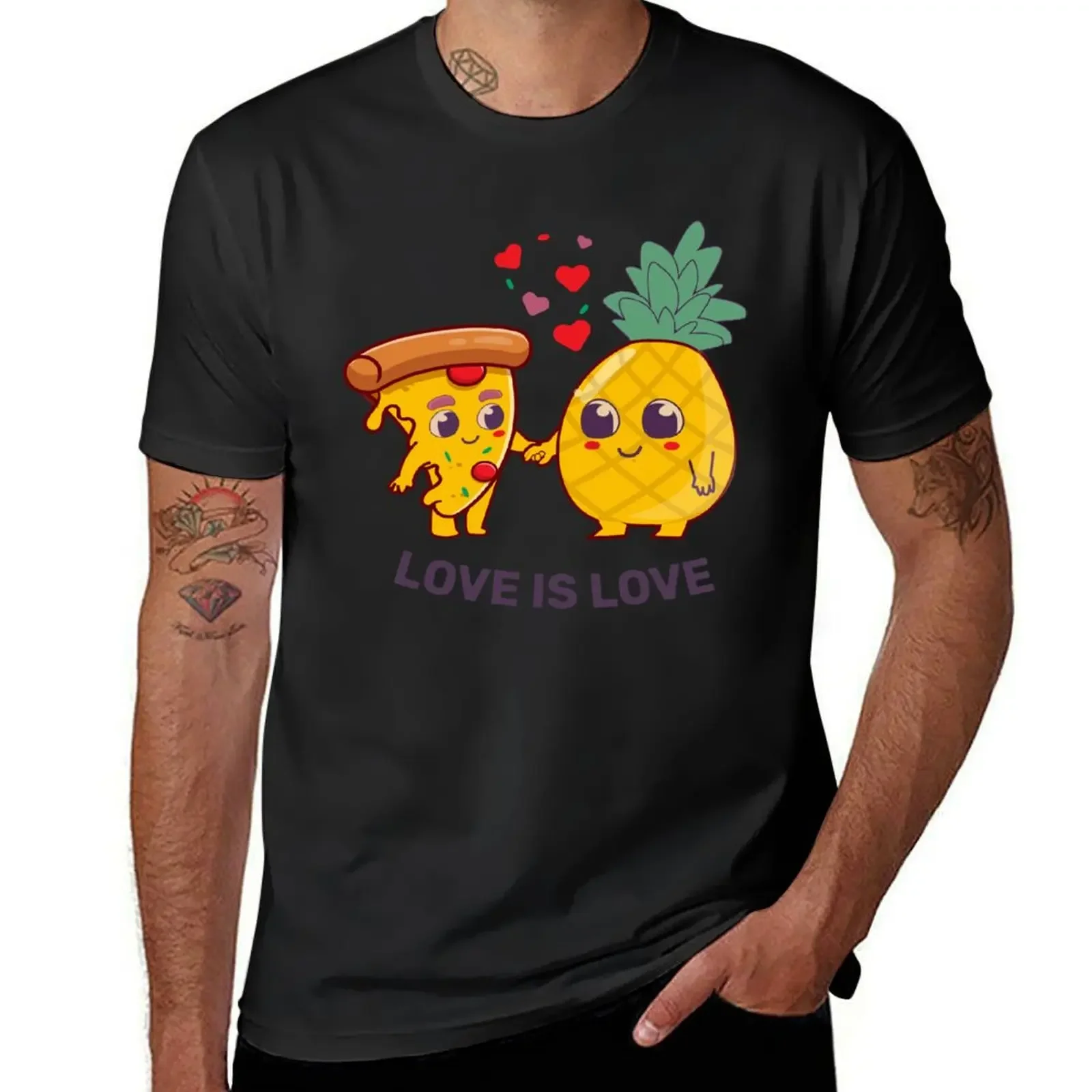 

love cute pride pineapple pizza | love is love | pineapple pizza is T-Shirt custom shirt mens t shirt graphic