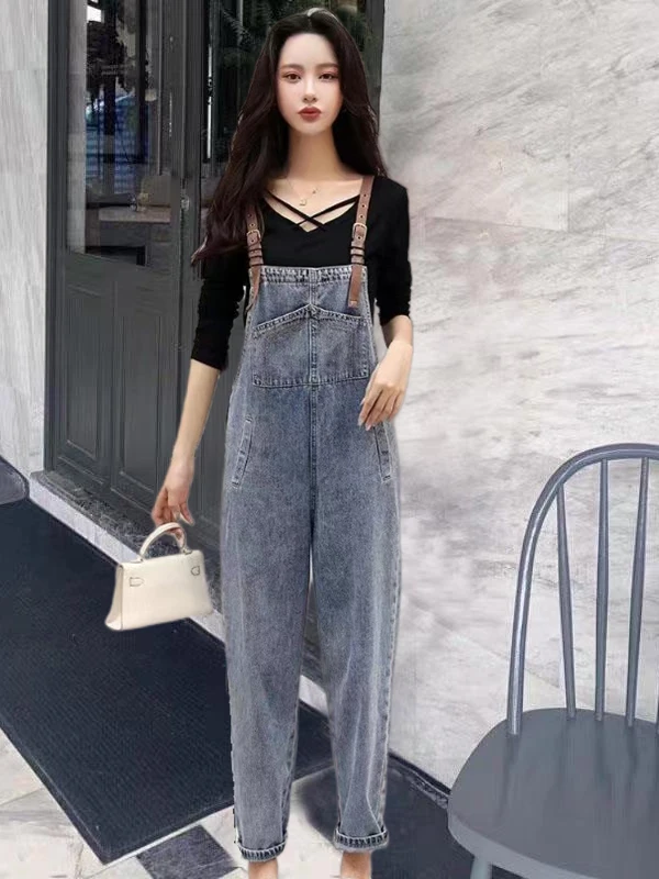 

Корейские джинсовые комбинезоны для похудения, женские летние джинсы с высокой талией, девятиметровые, с эластичной резинкой, охлаждающие