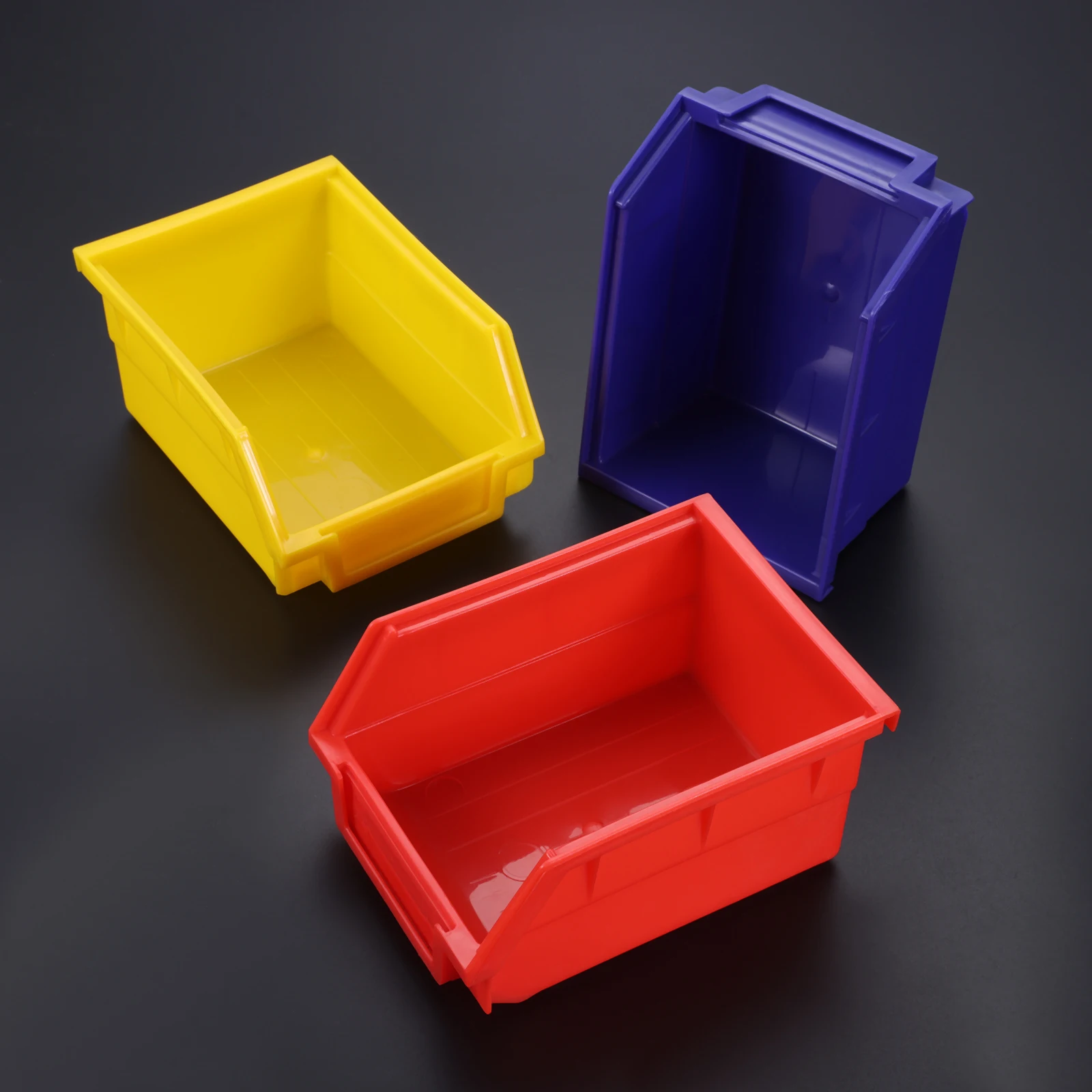 Stackable Storage Tool Parts Bin Hanging Stacking Containers ABS Red Yellow Blue 110/190/270mm Craft Garage Workshop Organizer