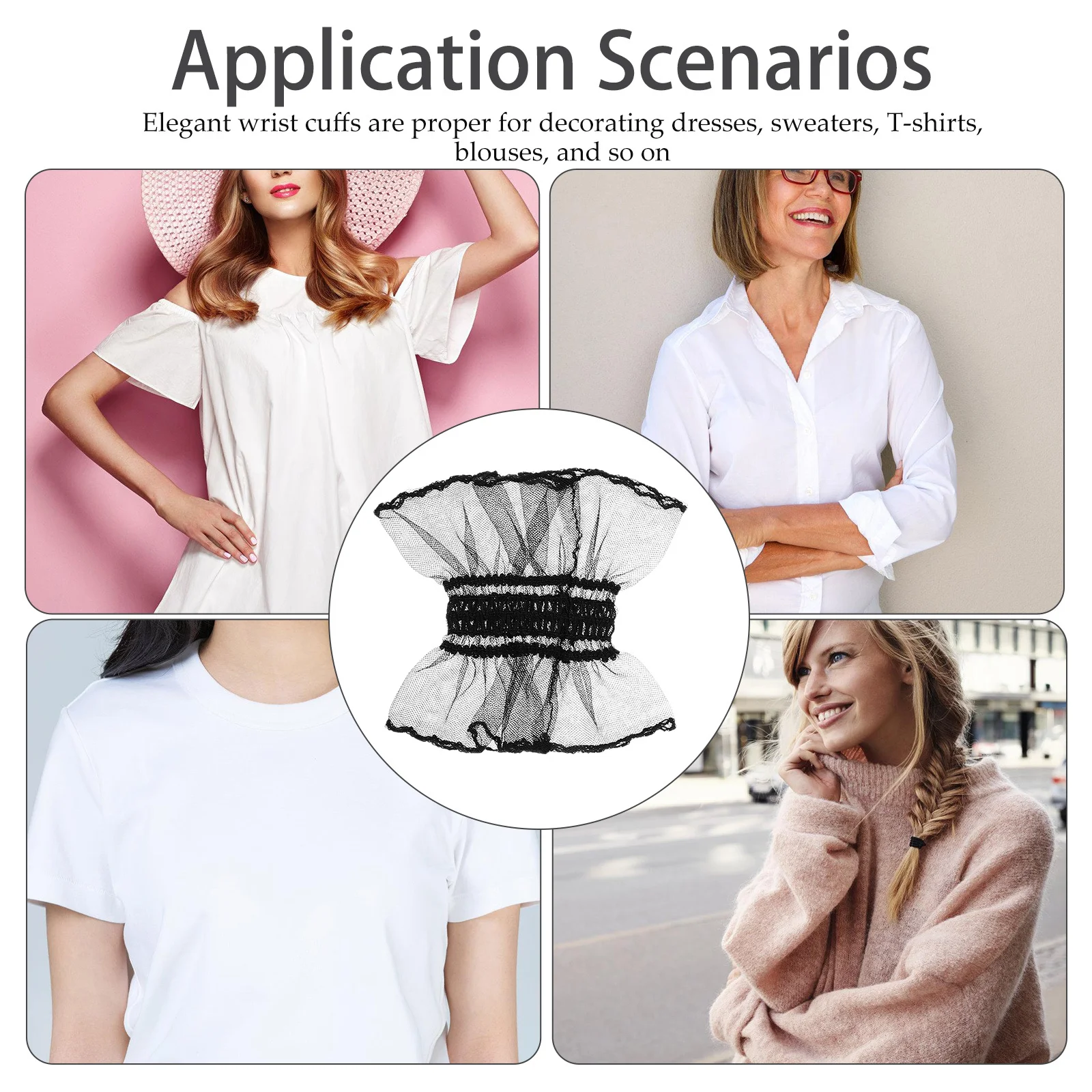 

2Pairs Lace Wrist Cuffs Elegant Fake Wrist Sleeves Decorative Accessories for Women Dress Cosplay Birthday Costume