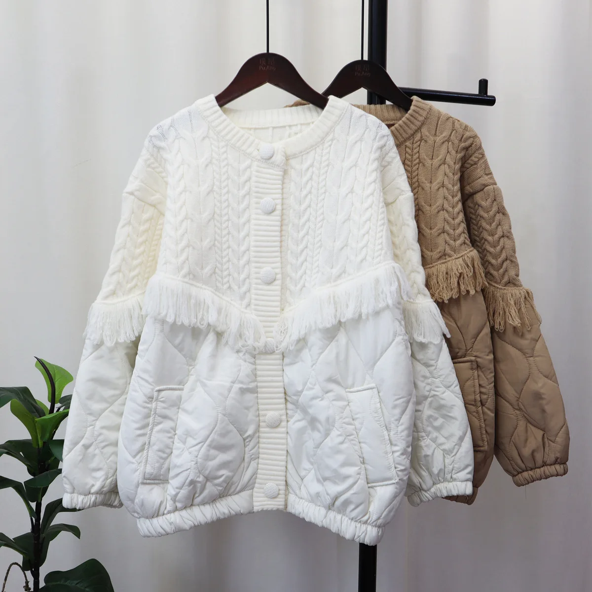 

New Fashion Autumn Winter Women's Solid Color O-neck Long Sleeve Loose Spliced Knitted Sweater Coat Female Cardigans Clothes Top