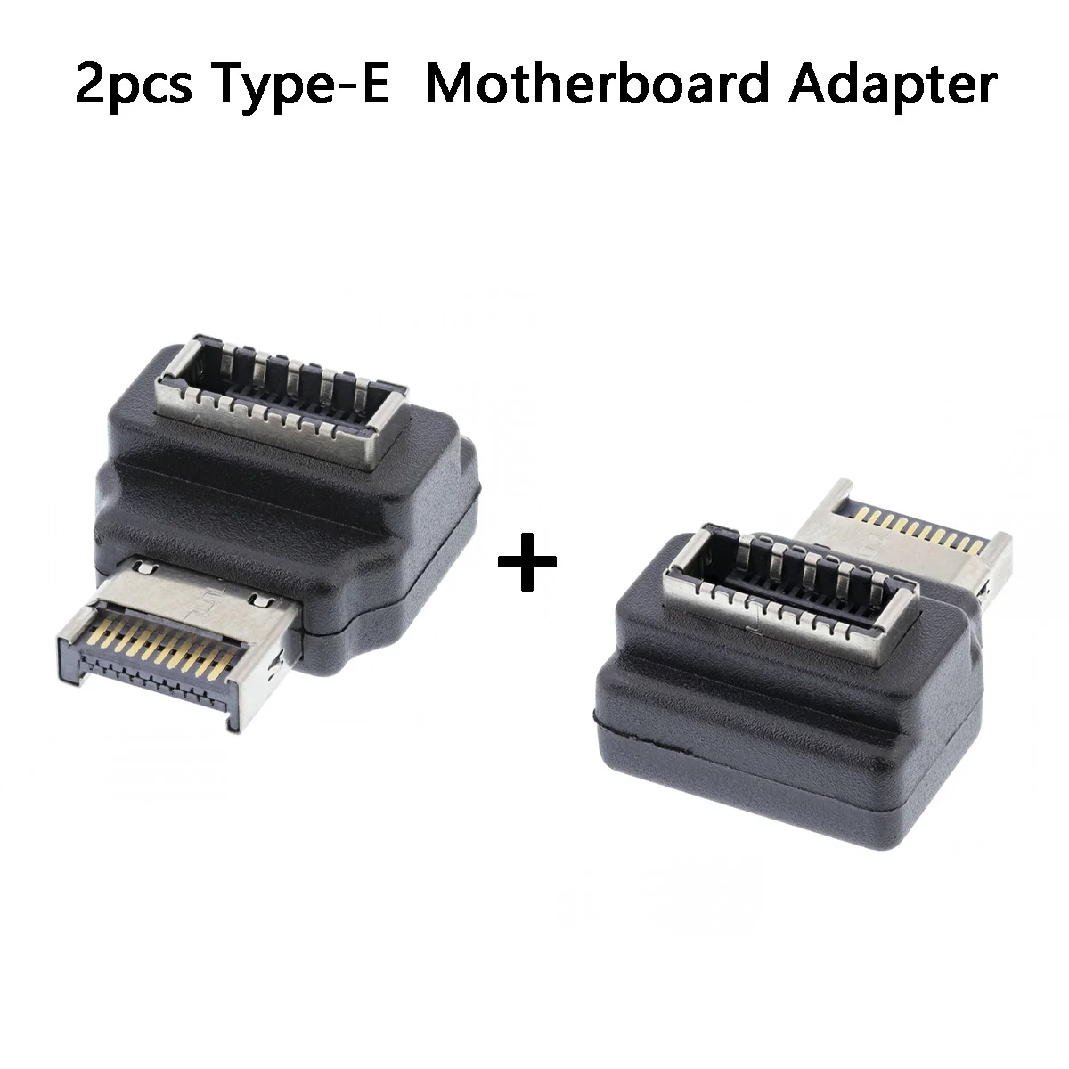 2pcs USB 3.1 Type-E 20pin Female to Type-E Male Front Panel Header Motherboard Extension Data Adapter 90 Degree Angled