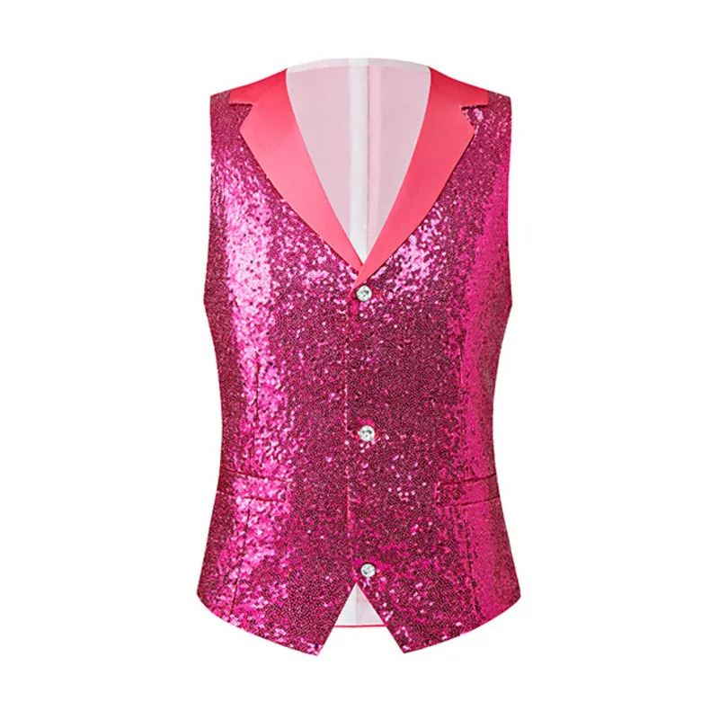 #4871 Split Joint Sequined Ves Stage Performance Vest Waistcoat Man Waistcoat Outerwear Vest Slim Hoster Men's Vest Party Club