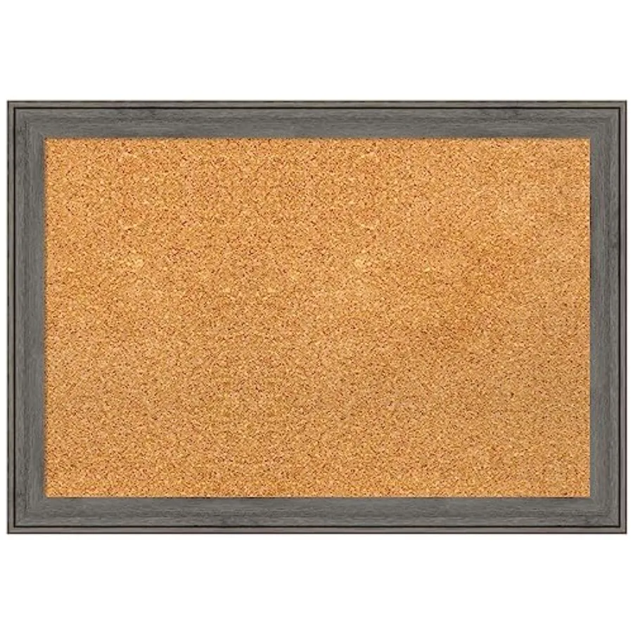 

Natural Cork Board for Wall 19x27 Vision Board with Grey Wood Frame Medium Corkboard Office Decor for Home Organization Rustic