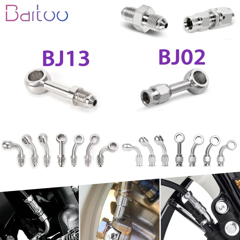 Bartoo-Stainless Steel AN3 Hydraulic Brake Motorcycle Oil Hose Line Banjo Fitting 10MM Straight/ 28/45/90° Brake Hose Ends HR072