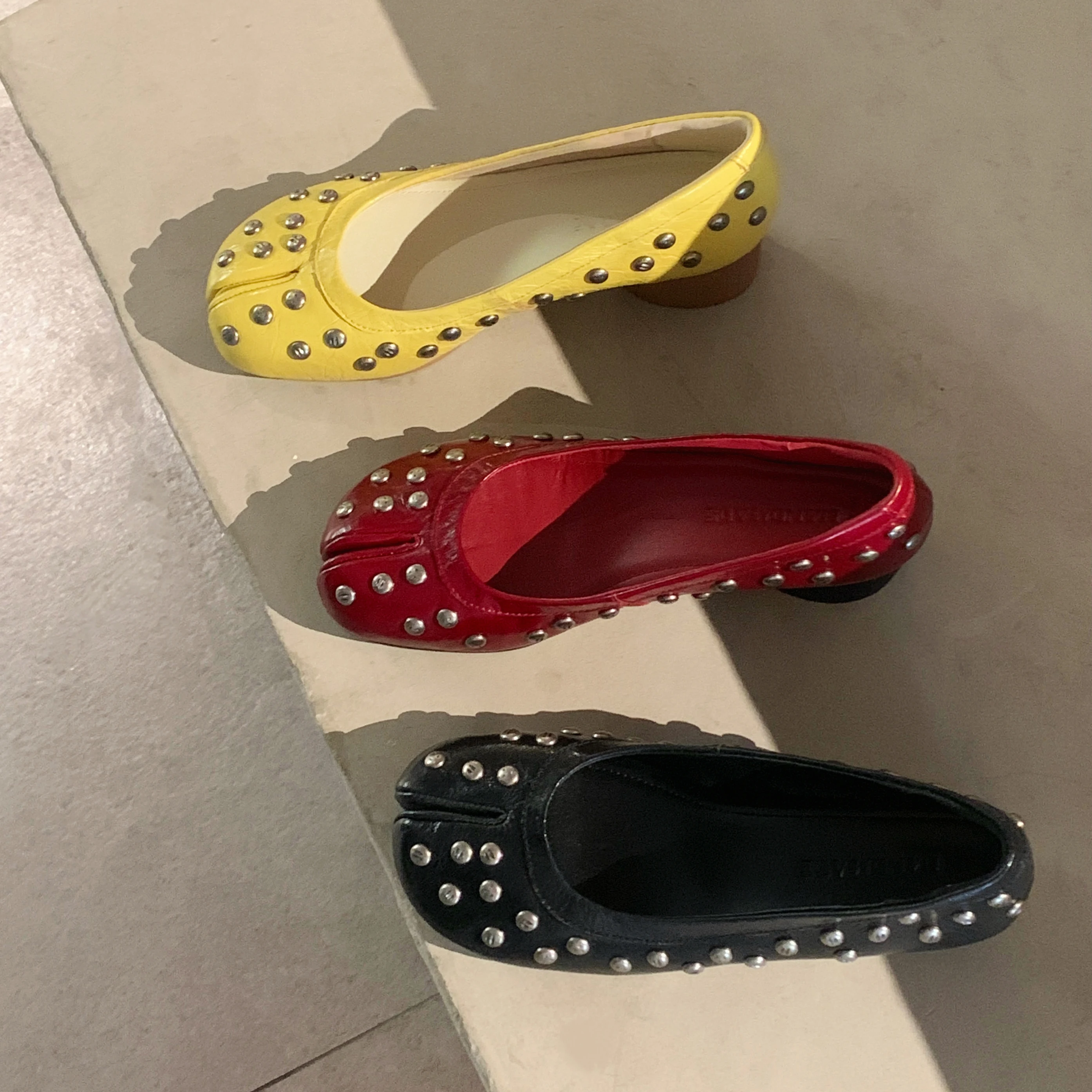Women Chunky Pumps 2026 Ladies Studded Shoes Spring Atumn Vintage Heels Genuine Leather 2.5cm High Slip on Simple Shoes