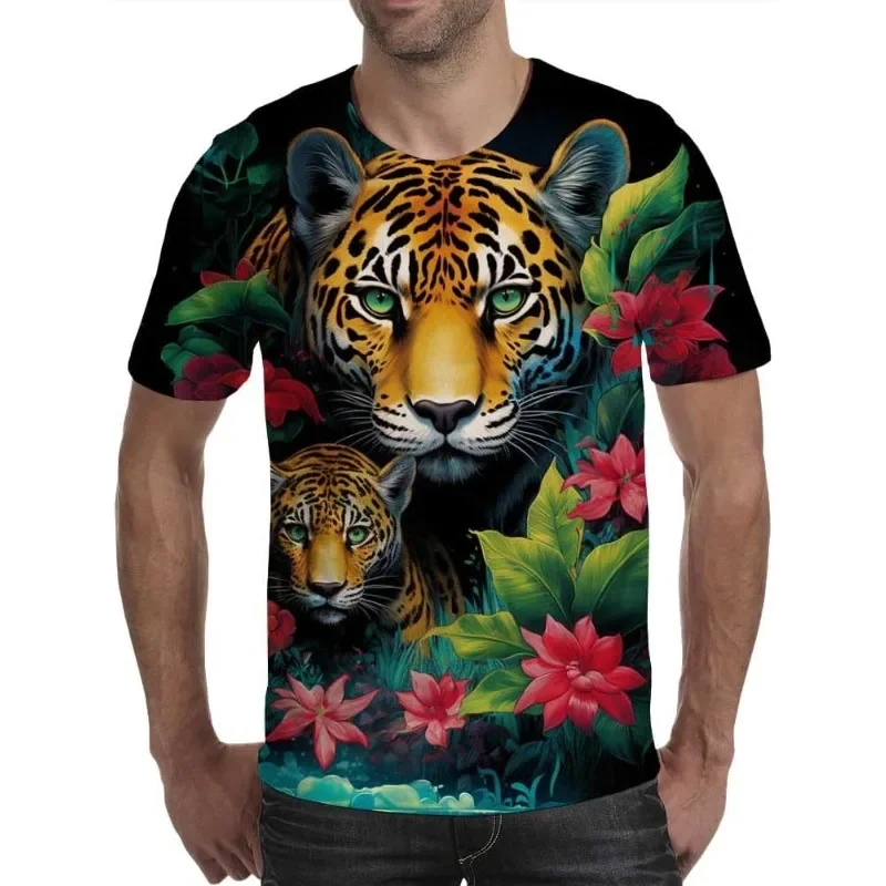 Animal lion tiger 3D printed T-shirt for men 24/25 summer personalized top casual T-shirt Harajuku street T-shirt role-playing