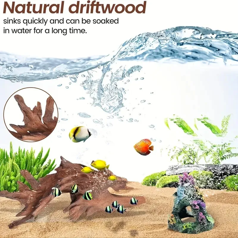 10-15 cm natürliches Treibholz-Aquarium-Dekor – hochwertige Holz-Aquarium-Ornament, authentische Holzlandschaft für Wasserumgebungen – Detail 6