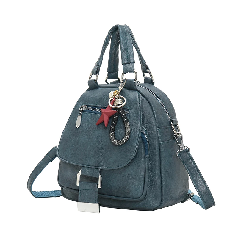 Zaino Casual retrò in pelle PU per donna borse in tinta unita tasche Multiple zaino da donna di grande capacità