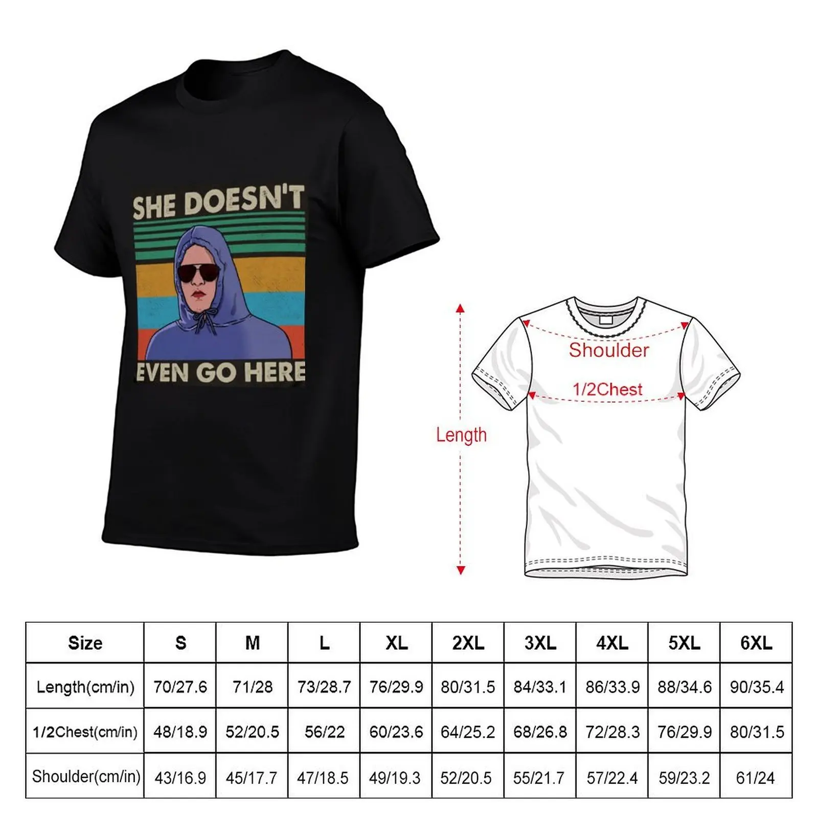 She Doesn’t Even Go Here, Mean Girls Retro vintage shirt T-Shirt Work Basic Short Sleeve Top - view 2