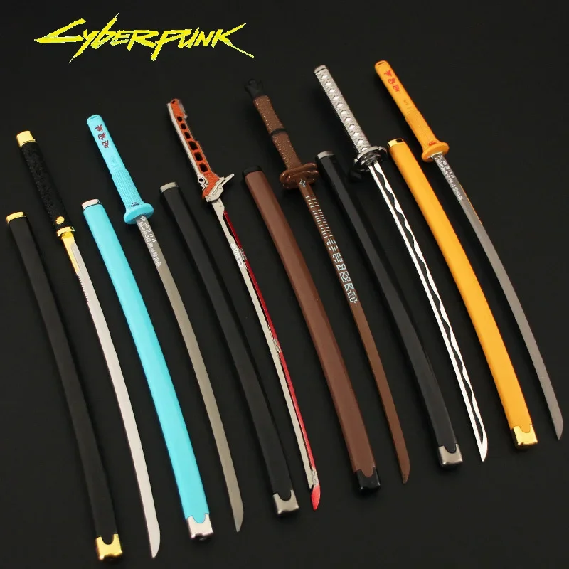 Épées de cosplay cyberpunk en métal pour garçons, Katana, arme de samouraï, jouets non coupés, modèle de jeu, chasseur de sauna, meulage de griffes de Nairobi et Orn, périphérie, 26cm