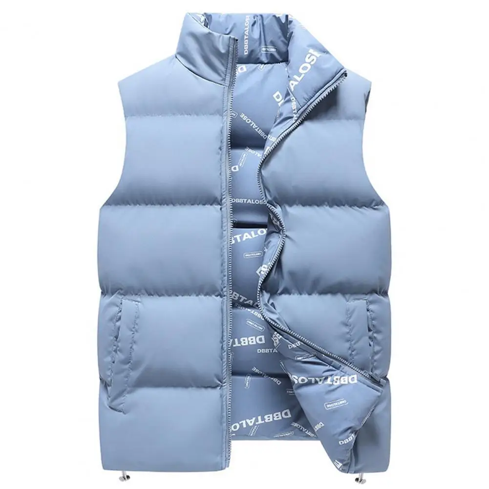 Sleeve Thick Vest Thick Padded Men's Winter Vest with Stand Collar Cold Ideal for Outdoor Activities with Smooth